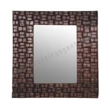 Wooden Woven Square Mirror Dark Brown 50 cm