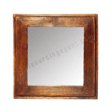 Wooden Lines Square Mirror Honey Brown 50 cm