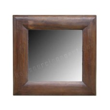 Wooden Square Mirror Frame Tea Brown 50 cm