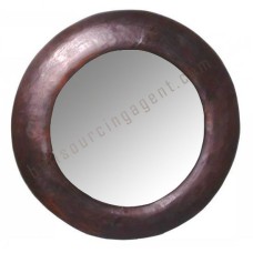 Wooden Round Mirror Frame Dark Brown 80 cm