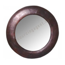 Wooden Round Mirror Frame Dark Brown 60 cm