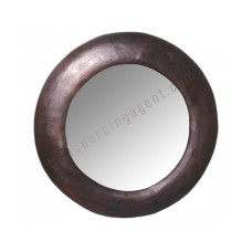 Wooden Round Mirror Frame Dark Brown 40 cm