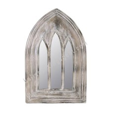 Wooden Mirror Window Style White Wash 60 cm