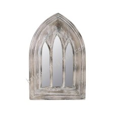 Wooden Mirror Window Style White Wash 40 cm