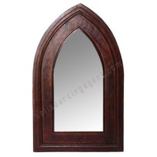 Wooden Mirror Frame Church Style Dark Brown 80 cm