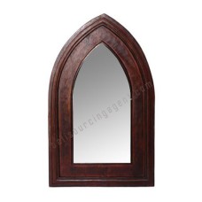 Wooden Mirror Frame Church Style Dark Brown 60 cm