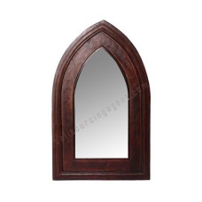 Wooden Mirror Frame Church Style Dark Brown 40 cm