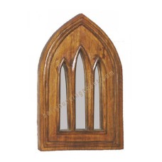 Wooden Mirror Window Style Honey Brown 60 cm