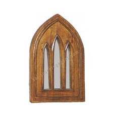 Wooden Mirror Window Style Honey Brown 40 cm