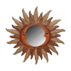 Double Moon Mirror Cracked Brown 40 cm