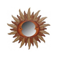 Double Moon Mirror Cracked Brown 30 cm