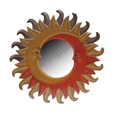 Wall Mirror Double Moon Brown Red 40 cm