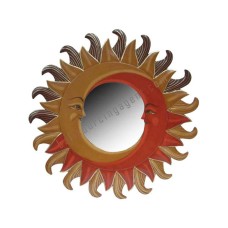 Wall Mirror Double Moon Brown Red 30 cm