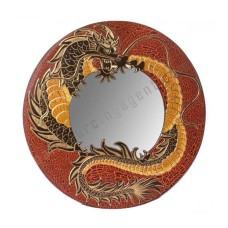Dragon Mirror Frame Cracked Red 40 cm