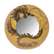 Dragon Mirror Frame Cracked Yellow 40 cm