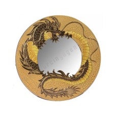 Dragon Mirror Frame Cracked Yellow 30 cm