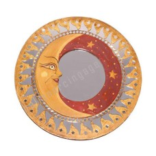 Moon Stars Wall Mirror Yellow Red 40 cm