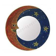 Moon Stars Mirror Aboriginal Red Blue 40 cm