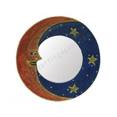 Moon Stars Mirror Aboriginal Red Blue 30 cm