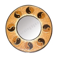 Hanging Wall Mirror Yin Yang Cracked Orange 40 cm