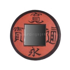 Wall Mirror Japanese Coin Cracked Red 30 cm