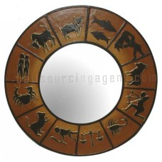 Zodiac Mirror Frame Brown Yellow 60 cm