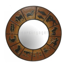 Zodiac Mirror Frame Brown Yellow 40 cm