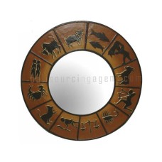 Zodiac Mirror Frame Brown Yellow 30 cm