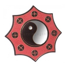 Wall Mirror Frame Yin Yang Cracked Red 40 cm