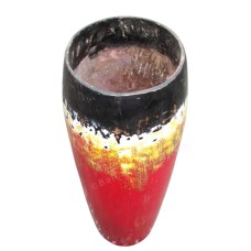 Wooden Vase Painted Black Red Yellow