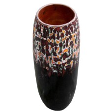 Wooden Vase Painted Dark Brown Yellow