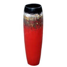 Wooden Vase Painted Black White Red