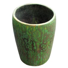 Green Brown Yellow Wash Wooden Vase