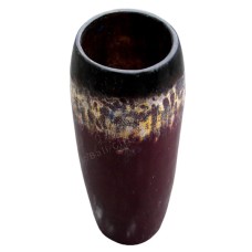 Distressed Black Brown Wooden Vase