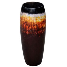 Dark Brown Orange Black Wooden Vase