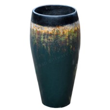 Dark Grey Black Painted Wooden Vase