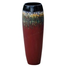 Black Maroon Painted Wooden Vase