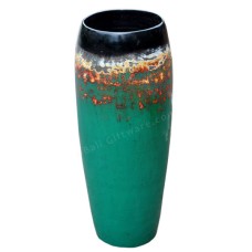 Black White Green Painted Wooden Vase