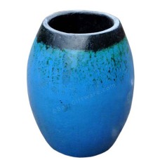 Black Blue Painted Wooden Vase