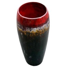 Red Dark Blue Wash Wooden Vase