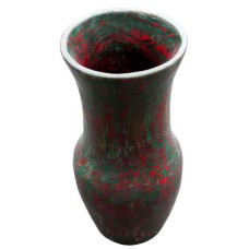 Distressed Green Red Wooden Vase