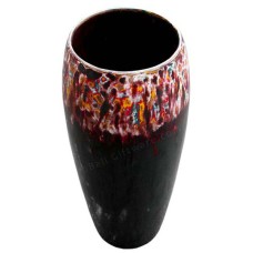 Dark Brown Red Wash Wooden Vase