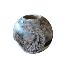 Reclaimed Teak Root Black Wash Round Vase 30 cm