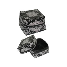 Black White Woven Bamboo Box Flower Motif