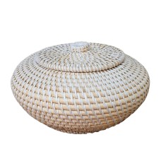 Woven Rattan Box Natural With Lid 16 cm