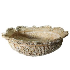 Woven Rattan Fruit Bowl White Wash With Shell 36 cm