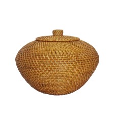 Woven Rattan Box Natural With Lid 30 cm