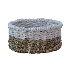 Woven Straw Grass Box Natural White 25 cm