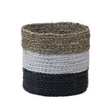 Woven Straw Grass Box Natural White Black 17 cm