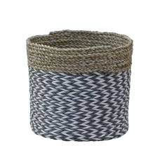 Woven Straw Grass Box Natural White Grey 20 cm